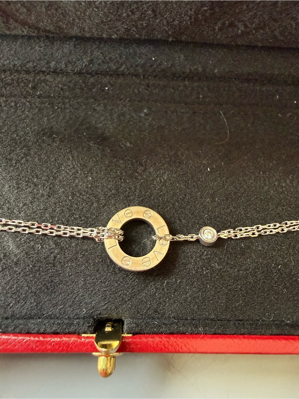 Authentic Cartier LOVE Bracelet on Chain in 18K white gold with 2 diamonds. - Picture 3 of 9